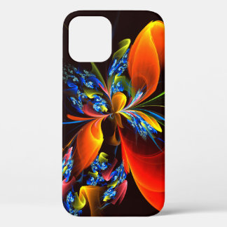 Blue Orange Floral Modern Abstract Art Pattern #03 iPhone 12 Case