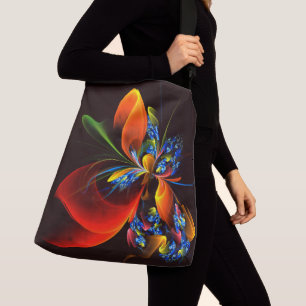 Blue Orange Floral Modern Abstract Art Pattern #03 Crossbody Bag