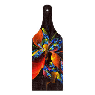 Blue Orange Floral Modern Abstract Art Pattern #03 Cutting Board