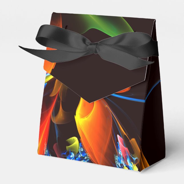 Blue Orange Floral Modern Abstract Art Pattern #03 Favor Box (Front Side)