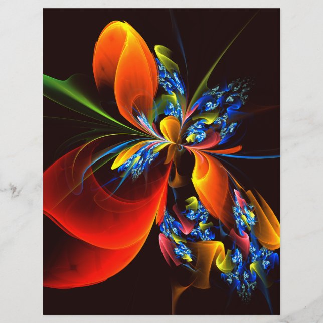 Blue Orange Floral Modern Abstract Art Pattern #03 Flyer (Front)