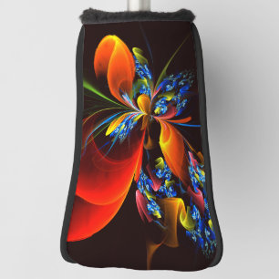 Blue Orange Floral Modern Abstract Art Pattern #03 Golf Head Cover