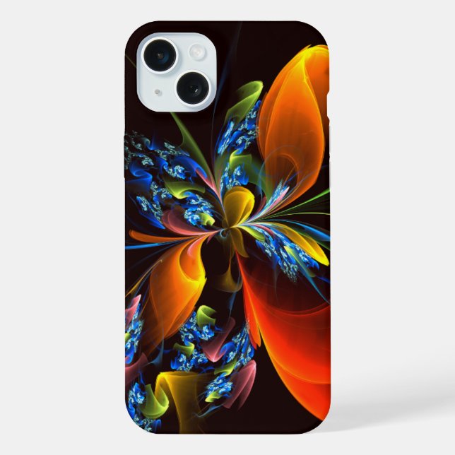 Blue Orange Floral Modern Abstract Art Pattern #03 iPhone Case (Back)