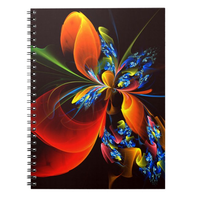 Blue Orange Floral Modern Abstract Art Pattern #03 Notebook (Front)