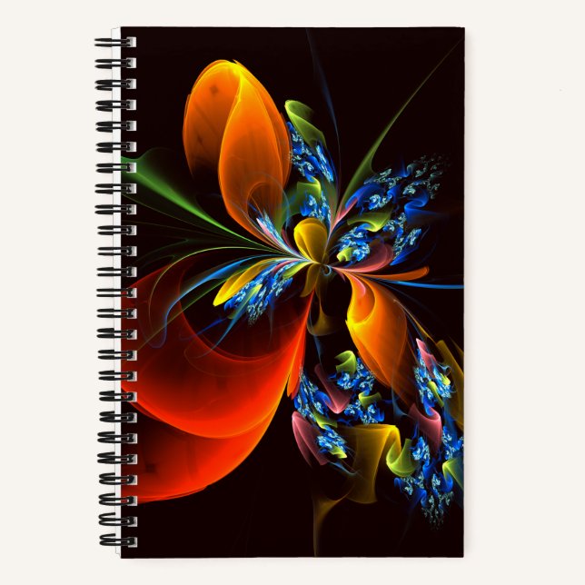Blue Orange Floral Modern Abstract Art Pattern #03 Notebook (Front)