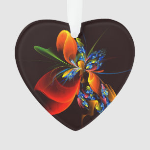 Blue Orange Floral Modern Abstract Art Pattern #03 Ornament