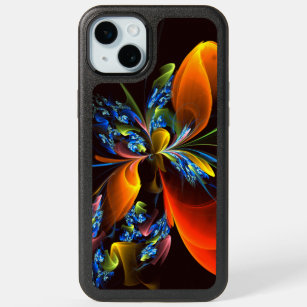 Blue Orange Floral Modern Abstract Art Pattern #03 iPhone 15 Plus Case