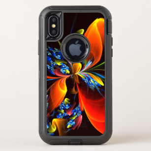 Blue Orange Floral Modern Abstract Art Pattern #03 OtterBox Defender iPhone X Case