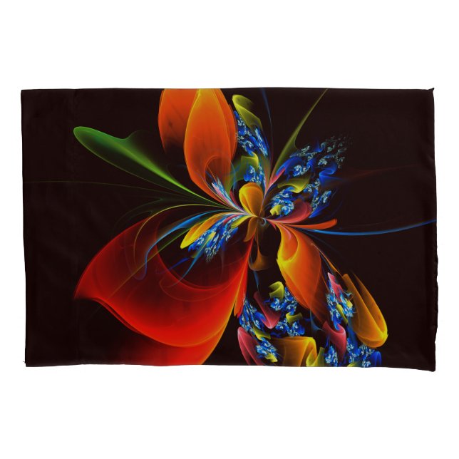 Blue Orange Floral Modern Abstract Art Pattern #03 Pillowcase (Front)