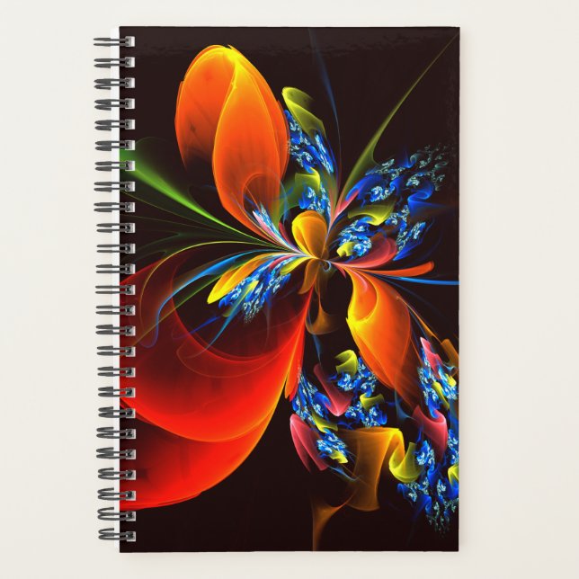 Blue Orange Floral Modern Abstract Art Pattern #03 Planner (Front)