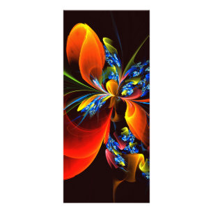 Blue Orange Floral Modern Abstract Art Pattern #03 Rack Card