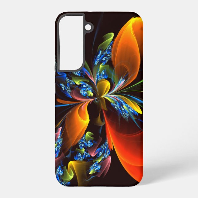 Blue Orange Floral Modern Abstract Art Pattern #03 Samsung Galaxy S22+ Case (Back)