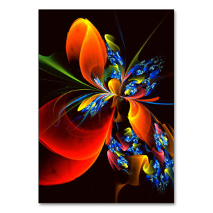 Blue Orange Floral Modern Abstract Art Pattern #03 Table Number