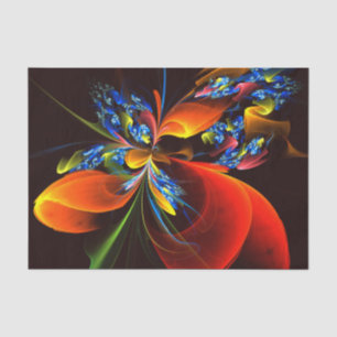 Blue Orange Floral Modern Abstract Art Pattern #03 Tissue Paper