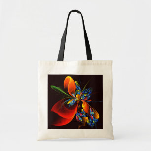 Blue Orange Floral Modern Abstract Art Pattern #03 Tote Bag