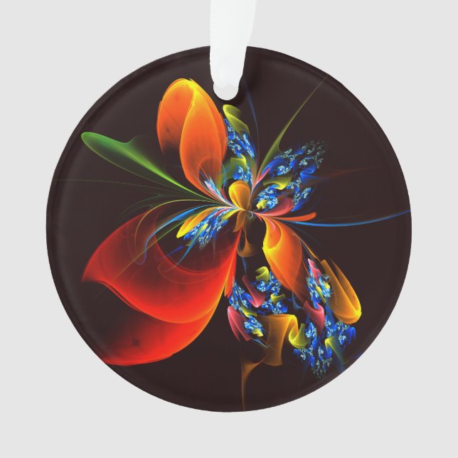 Blue Orange Floral Moderne Art Abstrait Motif #03 (devant)