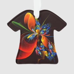 Blue Orange Floral Moderne Art Abstrait Motif #03