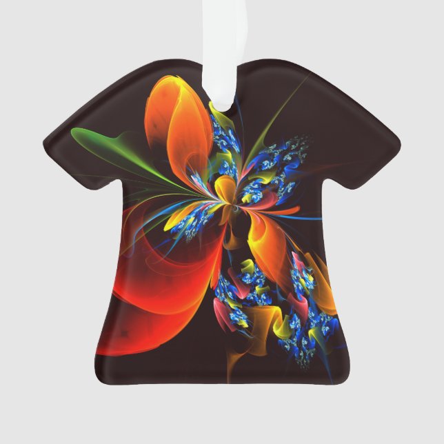 Blue Orange Floral Moderne Art Abstrait Motif #03 (devant)