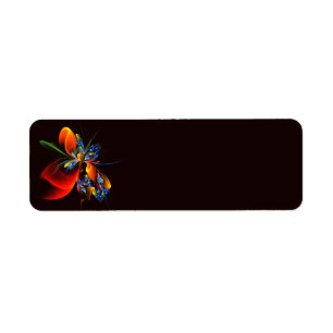 Blue Orange Floral Moderne Art Abstrait Motif #03