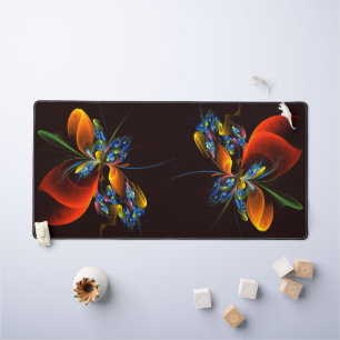 Blue Orange Floral Moderne Art Abstrait Motif #03