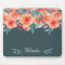 Blue & Orange Floral Mouse Pad