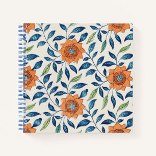 Blue & Orange Floral Pattern Notebook