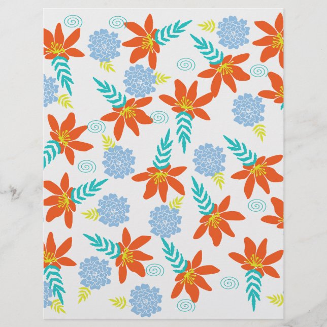 Blue & Orange Flowers : (Front)