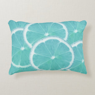 Blue orange fresh ice cold slices decorative pillow