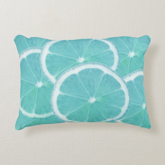 Blue orange fresh ice cold slices decorative pillow (Front)
