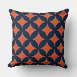 Blue Orange Geometry Pattern  Throw Pillow