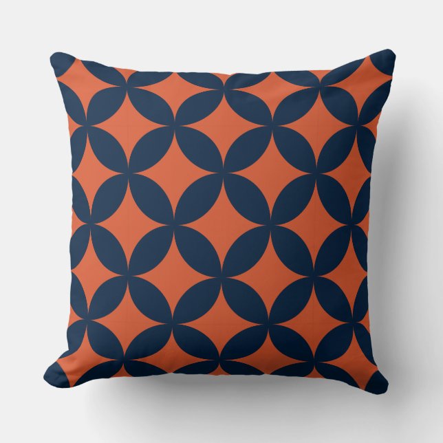 Blue Orange Geometry Pattern  Throw Pillow (Front)