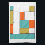 Blue Orange Gold Retro Colour Blocks Kitchen Towel<br><div class="desc">This fabulous mid-century modern kitchen towel features rectangular colour blocks in aqua blue,  gold,  orange,  white,  and black. Add a pop of fun to your kitchen!</div>