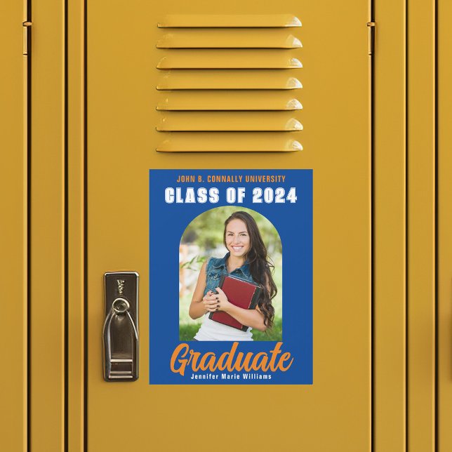 Blue Orange Graduate Photo 2025 Graduation Magnet (Creator Uploaded)