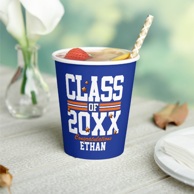 Blue|Orange Graduating Class Year Paper Cups (Insitu)