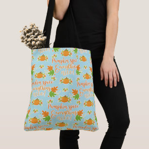 BLUE ORANGE GREEN FALL TURKEYS & FLOWERS TOTE BAG