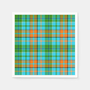 Blue Orange Green Plaid Tartan Design Napkin