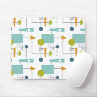 Blue Orange Green Shapes Lines Mid-Century Pattern