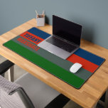Blue Orange Green Stripes Pattern Personalized Desk Mat<br><div class="desc">Brighten up your workspace with the Blue, Orange, and Green Stripes Pattern Personalized Desk Mat. Featuring a bold and colourful striped design, this mat provides a smooth surface for your keyboard and mouse while adding a modern touch to your desk. Customize it with a name for a unique and personal...</div>