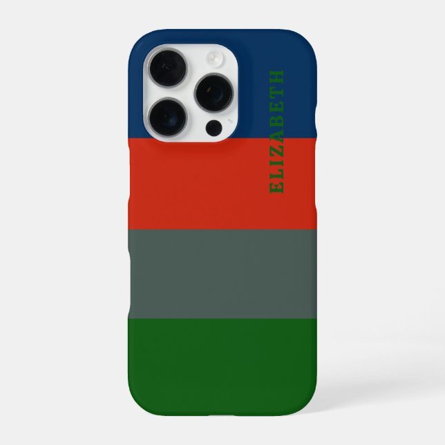 Blue Orange Green Stripes Pattern Personalized iPhone Case (Back)