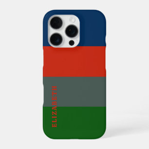 Blue Orange Green Stripes Pattern Personalized iPhone 16 Pro Case