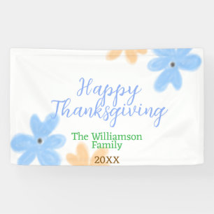 Blue orange green watercolor flower winterThanks  Banner