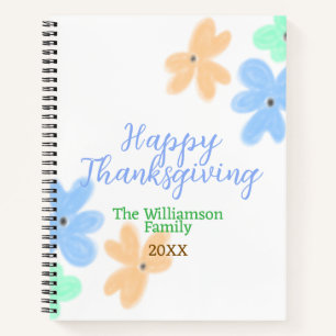 Blue orange green watercolor flower winterThanks  Notebook
