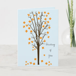 Blue Orange Leaves Tree Card