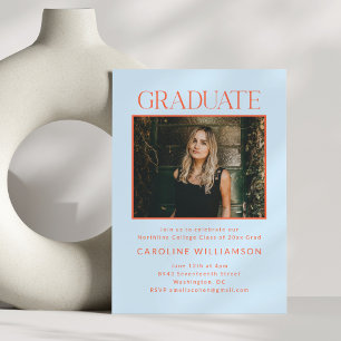 Blue Orange Modern Photo Graduation Party 2026 Invitation
