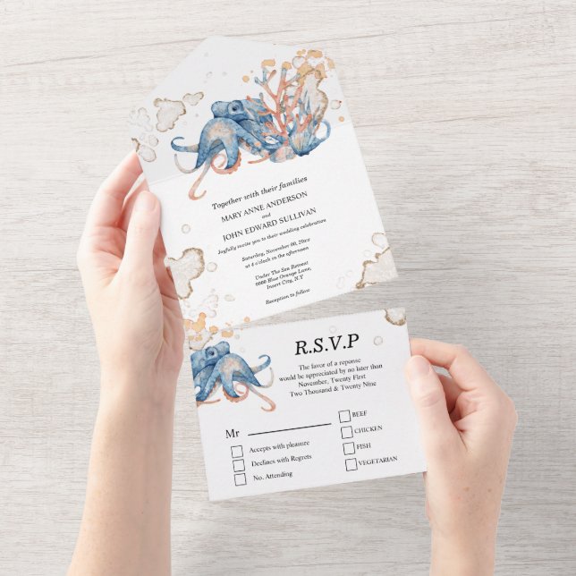 Blue orange octopus coral DIY TEMPLATES (Tearaway)