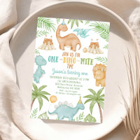 Blue Orange One Dino Mite Dinosaur 1st Birthday