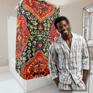 Blue & Orange Oushak Oriental Rug Print 