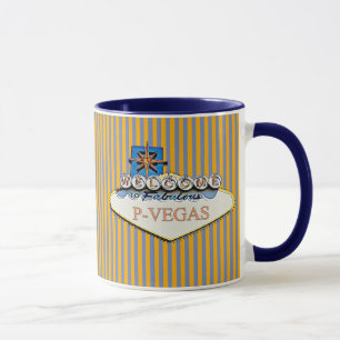 Blue Orange P Vegas Platteville Wisconsin Mug