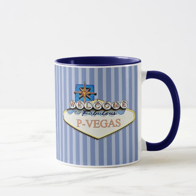 Blue Orange P-Vegas Platteville Wisconsin Mug (Right)