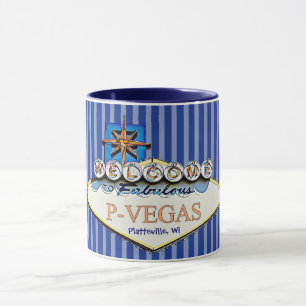 Blue Orange P Vegas Platteville Wisconsin Mug